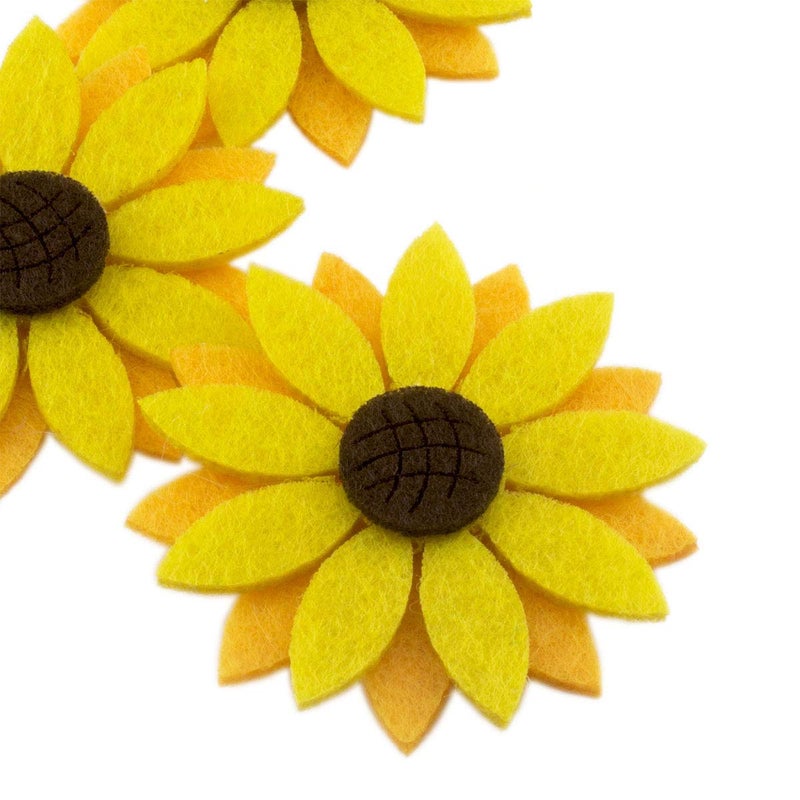 Summer-Ray.com Summer-Ray 20pcs 2"" Triple Layered Felt Laser Sunflower Cutout Embellishment - Image 1